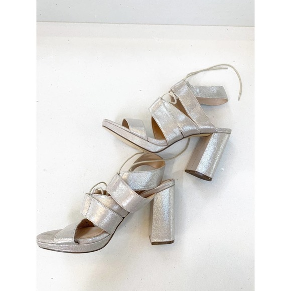 Nina Silver Strappy Heels - Picture 1 of 4